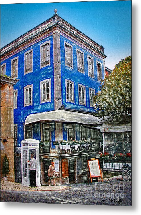 Portugal Metal Print featuring the photograph Blue Cafe on the Corner by Sue Melvin