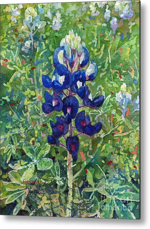 Bluebonnet Metal Print featuring the painting Blue in Bloom 2 by Hailey E Herrera