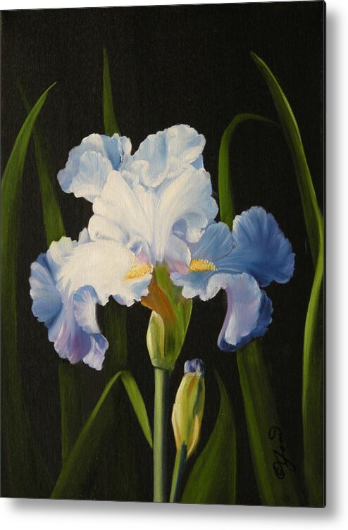 Flower Metal Print featuring the painting Blue Iris by Joni McPherson