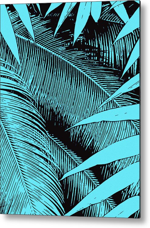 Palm Metal Print featuring the painting Blue Palm Fantasy by AM FineArtPrints