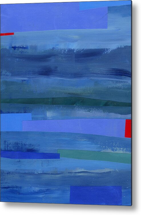 Abstract Art Metal Print featuring the painting Blue Stripes 1 by Jane Davies