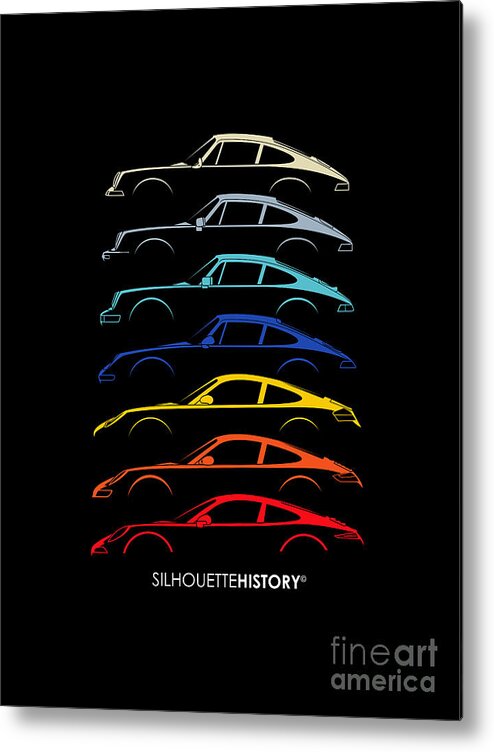 Sports Car Metal Print featuring the digital art Boxer Sports Car SilhouetteHistory by Gabor Vida