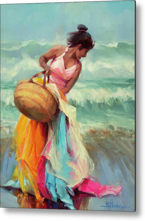 Beach Metal Print featuring the painting Brimming Over by Steve Henderson