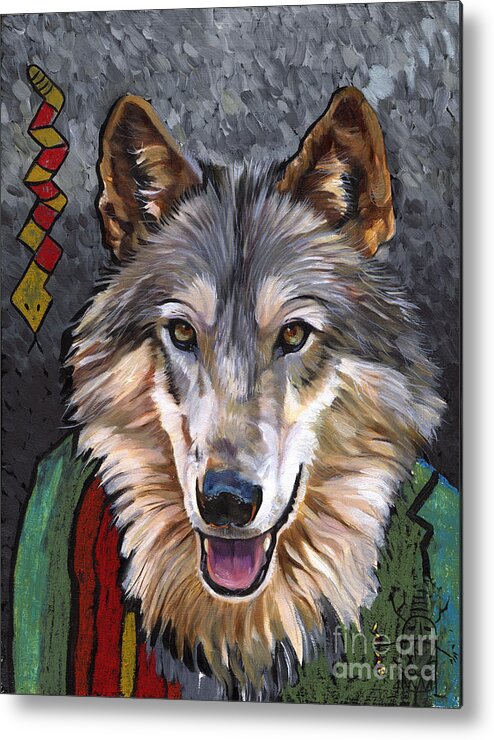 Wolf Metal Print featuring the painting Brother Wolf by J W Baker