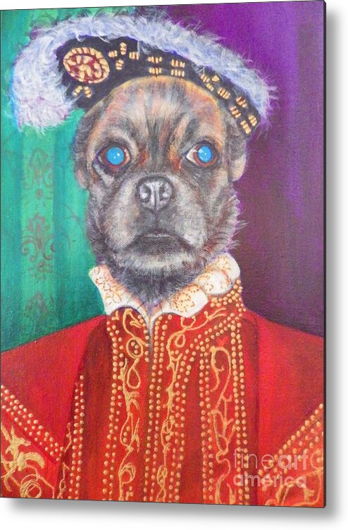 Whimsical Metal Print featuring the painting Bugsy First Earl of Primrose by Linda Markwardt