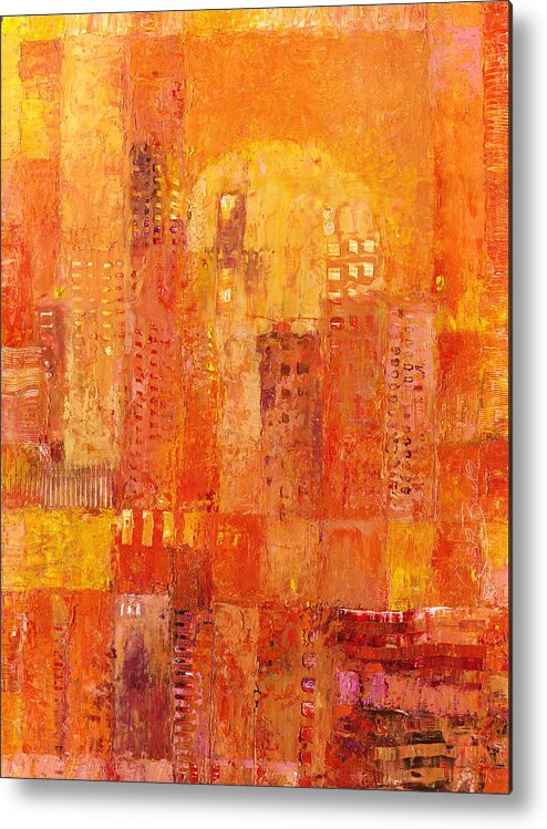 Abstract Metal Print featuring the painting Built On Orange by Judith Barath