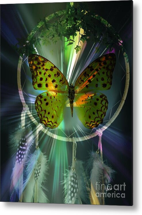 Butterfly Dreamcatcher Metal Print featuring the digital art Butterfly Dreamcatcher by Maria Urso