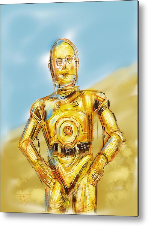 Star Wars Metal Print featuring the digital art C3po by Russell Pierce