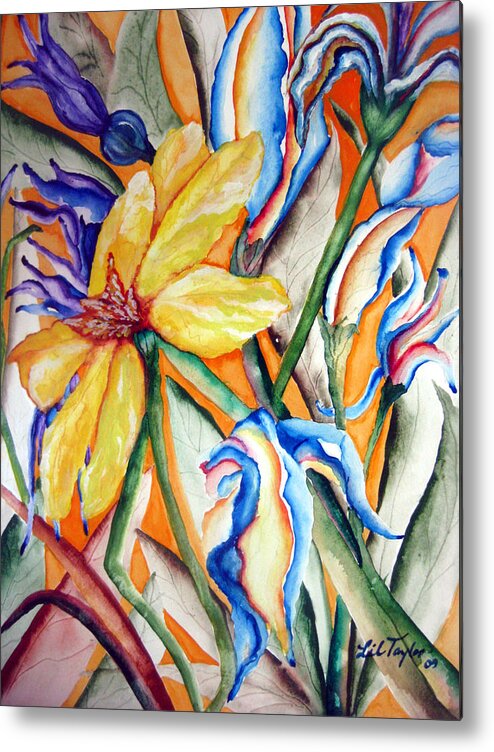 Flower Music Metal Print featuring the painting California Wildflowers Series I by Lil Taylor