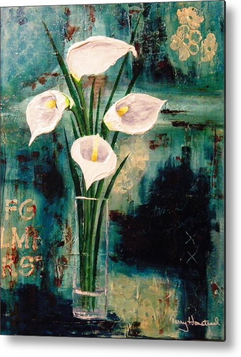 Calla Lilies Metal Print featuring the painting Calla Lilies by Terry Honstead