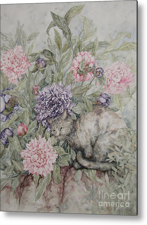 Watercolour Metal Print featuring the painting Camouflaged by Kim Tran