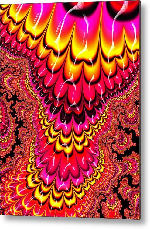 Colorful Metal Print featuring the digital art Candy-colored Fractal Art red yellow pink by Matthias Hauser