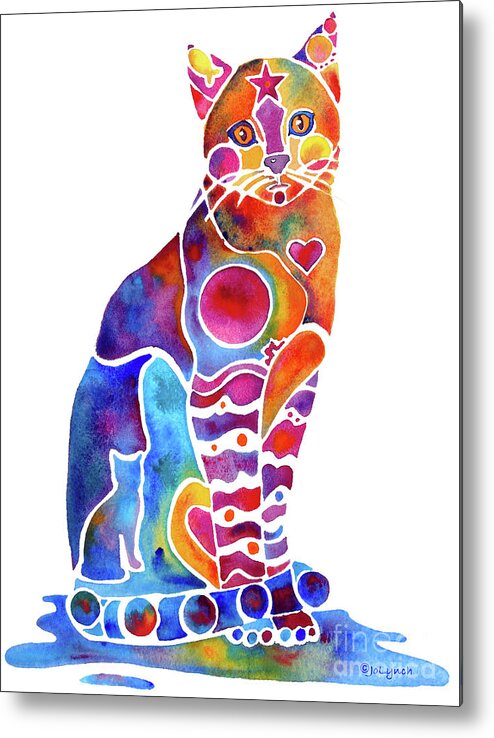 Cat Metal Print featuring the painting Carley Cat by Jo Lynch