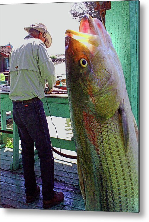 Fishing Stories Metal Print featuring the digital art Catch'n Not Fish'n by Joseph Coulombe