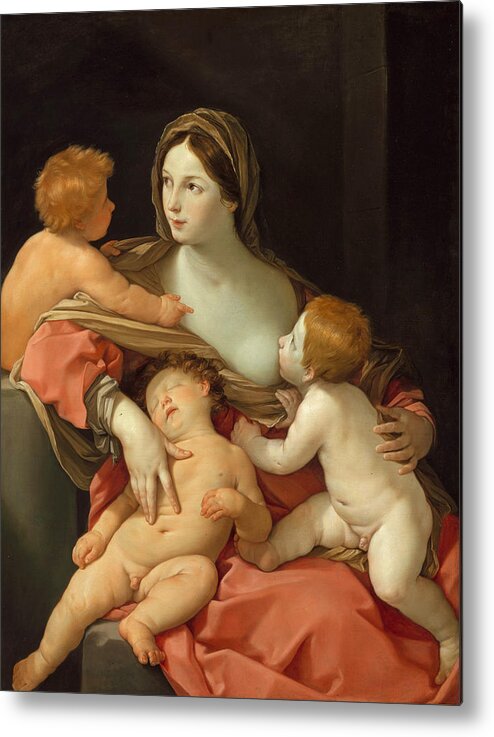 Guido Reni Metal Print featuring the painting Charity by Guido Reni