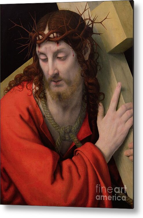 Christ Carrying The Cross Metal Print featuring the painting Christ Carrying the Cross by Andrea Solario