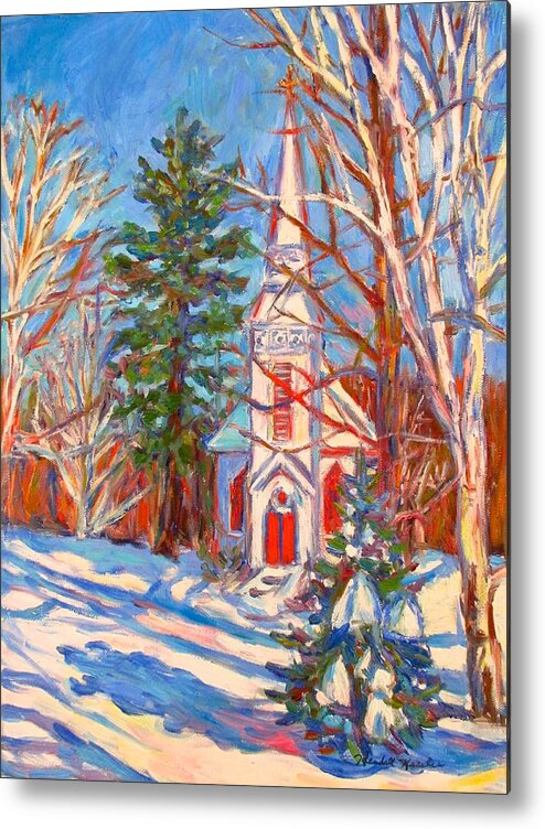 Church Metal Print featuring the painting Church Snow Scene by Kendall Kessler