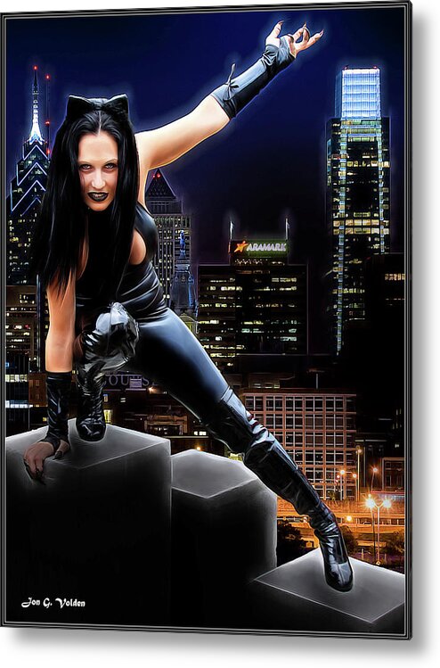 Cat Woman Metal Print featuring the photograph City Cat At Night by Jon Volden
