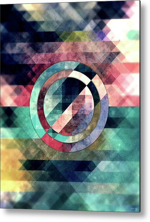 Geometric Metal Print featuring the digital art Colorful Grunge Geometric Abstract by Phil Perkins
