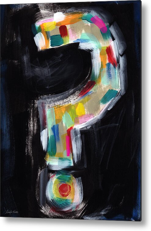 Question Mark Metal Print featuring the painting Colorful Questions- Abstract Painting by Linda Woods