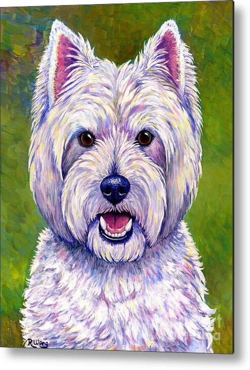 West Highland White Terrier Metal Print featuring the painting Colorful West Highland White Terrier Dog by Rebecca Wang