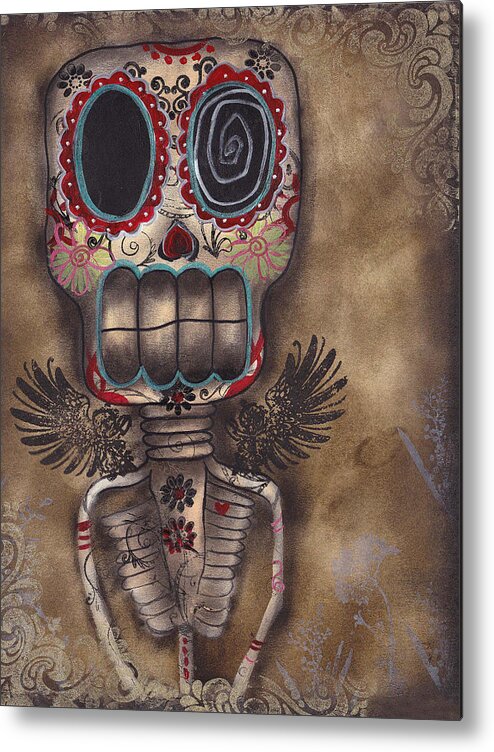 Day Of The Dead Metal Print featuring the painting Coming for You by Abril Andrade
