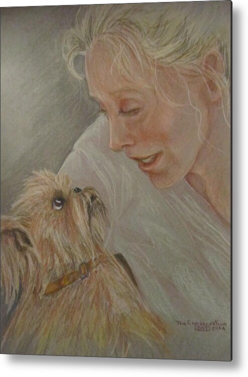 Dog Metal Print featuring the painting Conversation by Barbara O'Toole