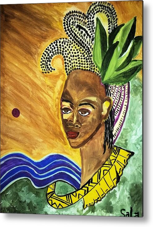 Portrait Metal Print featuring the painting Cranberry Sun by Sala Adenike