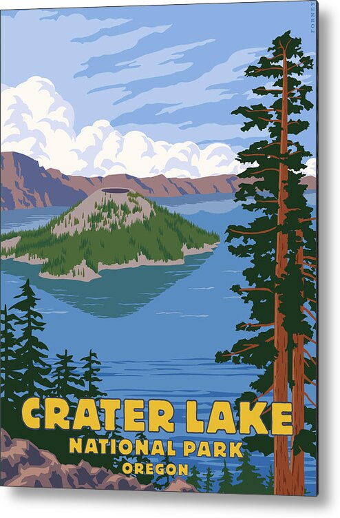 Crater Lake Metal Print featuring the digital art Crater Lake by Steve Forney
