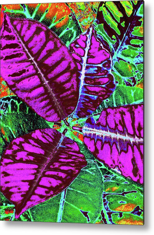 Tropical Metal Print featuring the digital art Croton - Purple by Kerri Ligatich