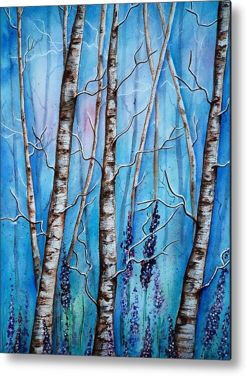 Forest Metal Print featuring the painting Crystal Blue Forest by Krystyna Spink