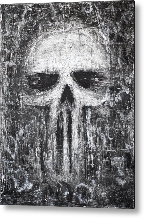 Skull Metal Print featuring the painting Deadly Demise by Roseanne Jones