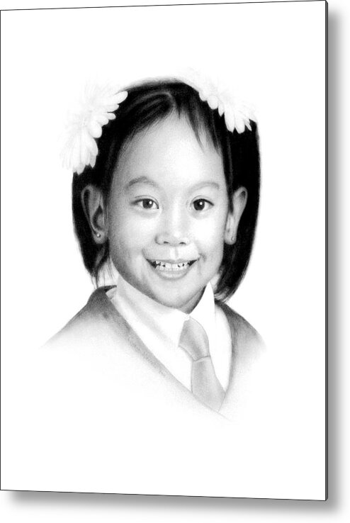 Portrait Metal Print featuring the drawing Deanna, age 5 years by Conrad Mieschke