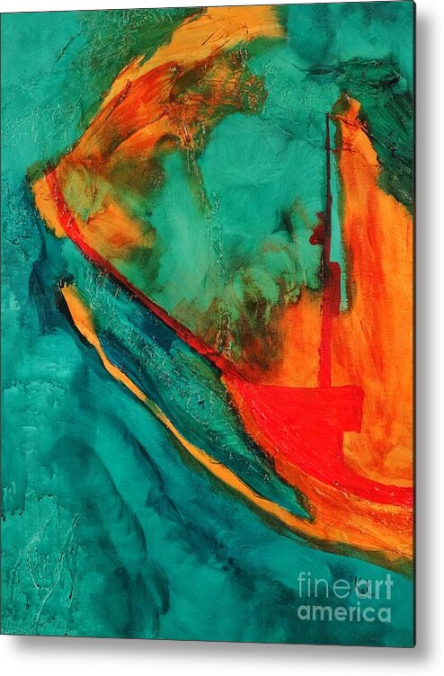 Abstract Metal Print featuring the painting Discovery by Kat McClure