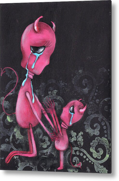 Devils Metal Print featuring the painting Don't Leave by Abril Andrade
