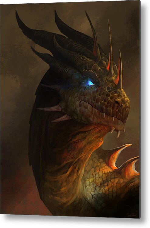 Dragon Art Metal Print featuring the mixed media Dragon Portrait by Steve Goad