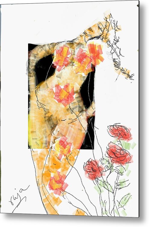 Romantic Metal Print featuring the digital art Dream girl by Subrata Bose