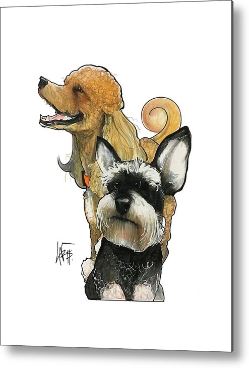 Pet Portrait Metal Print featuring the drawing Dudot 7-1467 by John LaFree