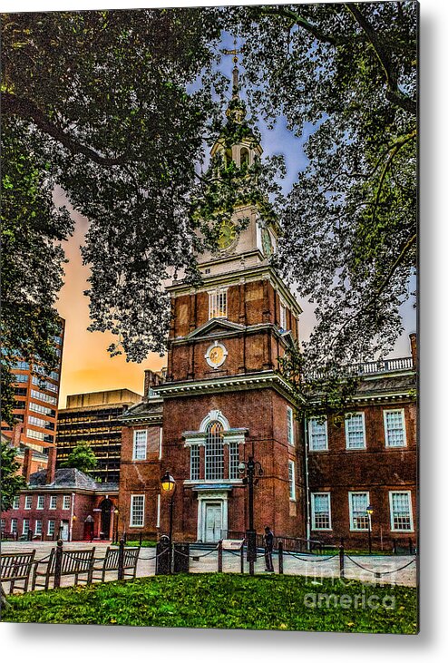 City Metal Print featuring the photograph Dusk at Independence Hall by Nick Zelinsky Jr