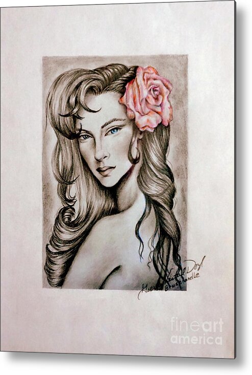  Metal Print featuring the mixed media Dusty Rose by Georgia Doyle