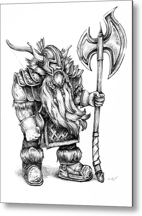 Dwarf Metal Print featuring the drawing Dwarf by Aaron Spong
