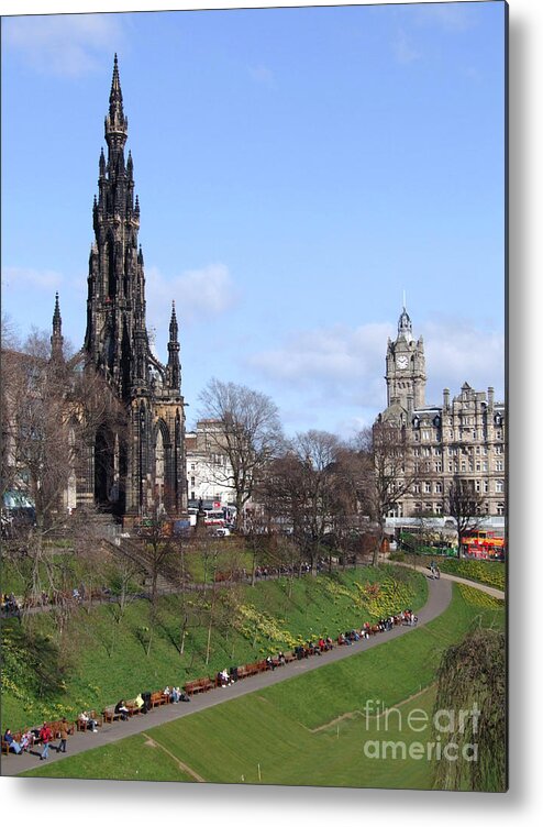 Edinburgh Metal Print featuring the photograph Edinburgh - Scott Monument and the Balmoral Hotel by Phil Banks