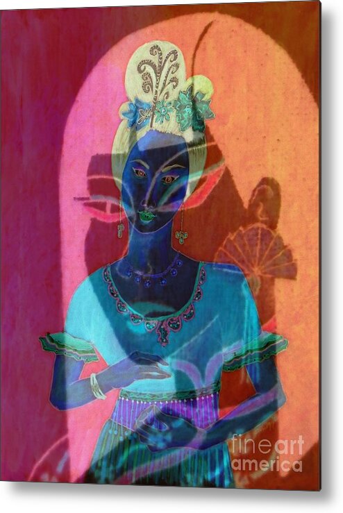 Abstract Portrait Metal Print featuring the painting Egyptian Queen by Jayne Somogy