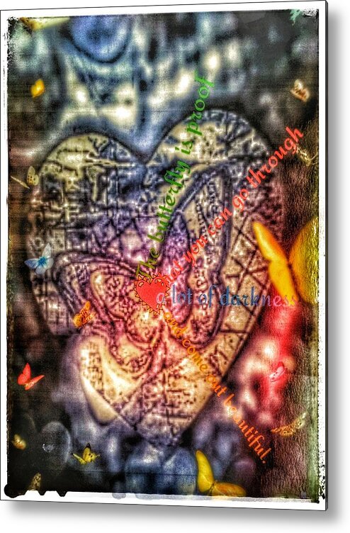 Heart Metal Print featuring the mixed media Emerge by Christine Paris