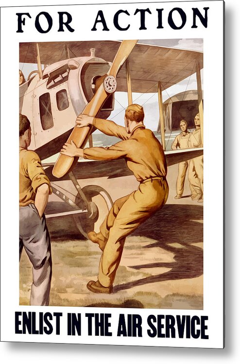 Air Force Metal Print featuring the painting Enlist In The Air Service by War Is Hell Store