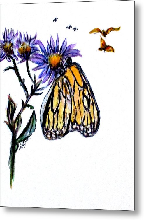 Butterflies Metal Print featuring the painting Erika's Butterfly One by Clyde J Kell