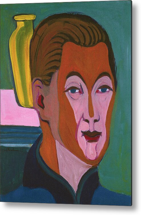 Ernst Ludwig Kirchner Metal Print featuring the painting Ernst Ludwig Kirchner Self Portrait 1925 by Movie Poster Prints