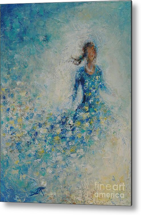 Woman Metal Print featuring the painting Escape to the Garden by Dan Campbell