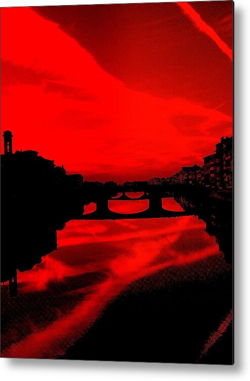 Bridge Metal Print featuring the photograph evening in Florence by Kumiko Mayer