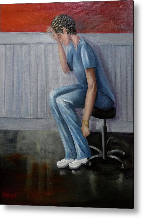 Nursing Metal Print featuring the painting Exhaustion A Tradition of Nursing by Marlyn Boyd